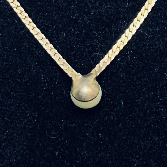 Gold Tone V Shaped S Link Chain Necklace With Pearl - Picture 5 of 6